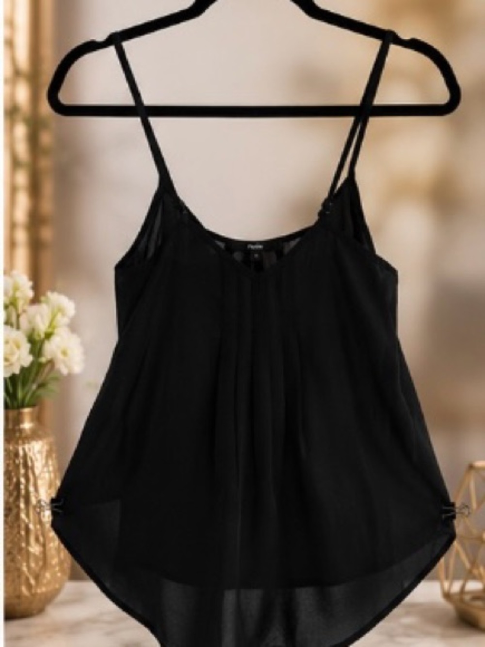 Papaya Teal and Black Pleated Spaghetti Strap Camisoles - Picture 5 of 5